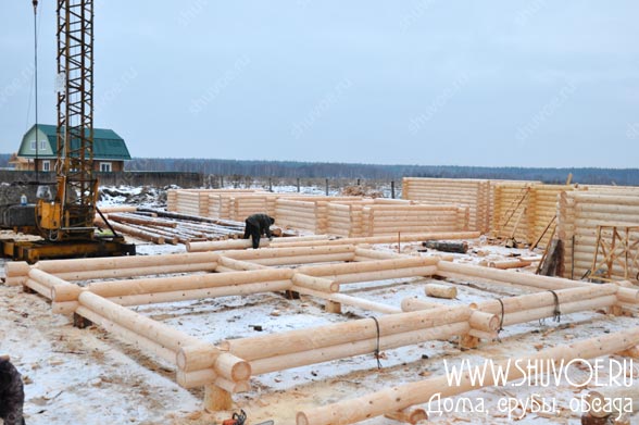 Рубка сруба 9х10