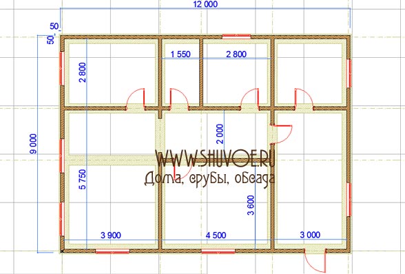 План 1 этажа для брусового дома