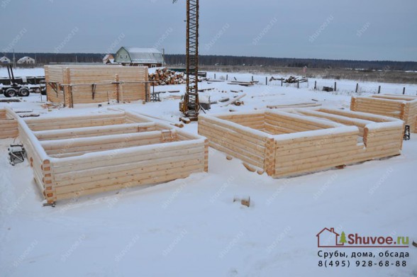 Сруб в 2 колодца (способ рубки).
